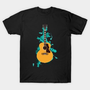 Jumbo Style Acoustic Guitar Natural Finish T-Shirt